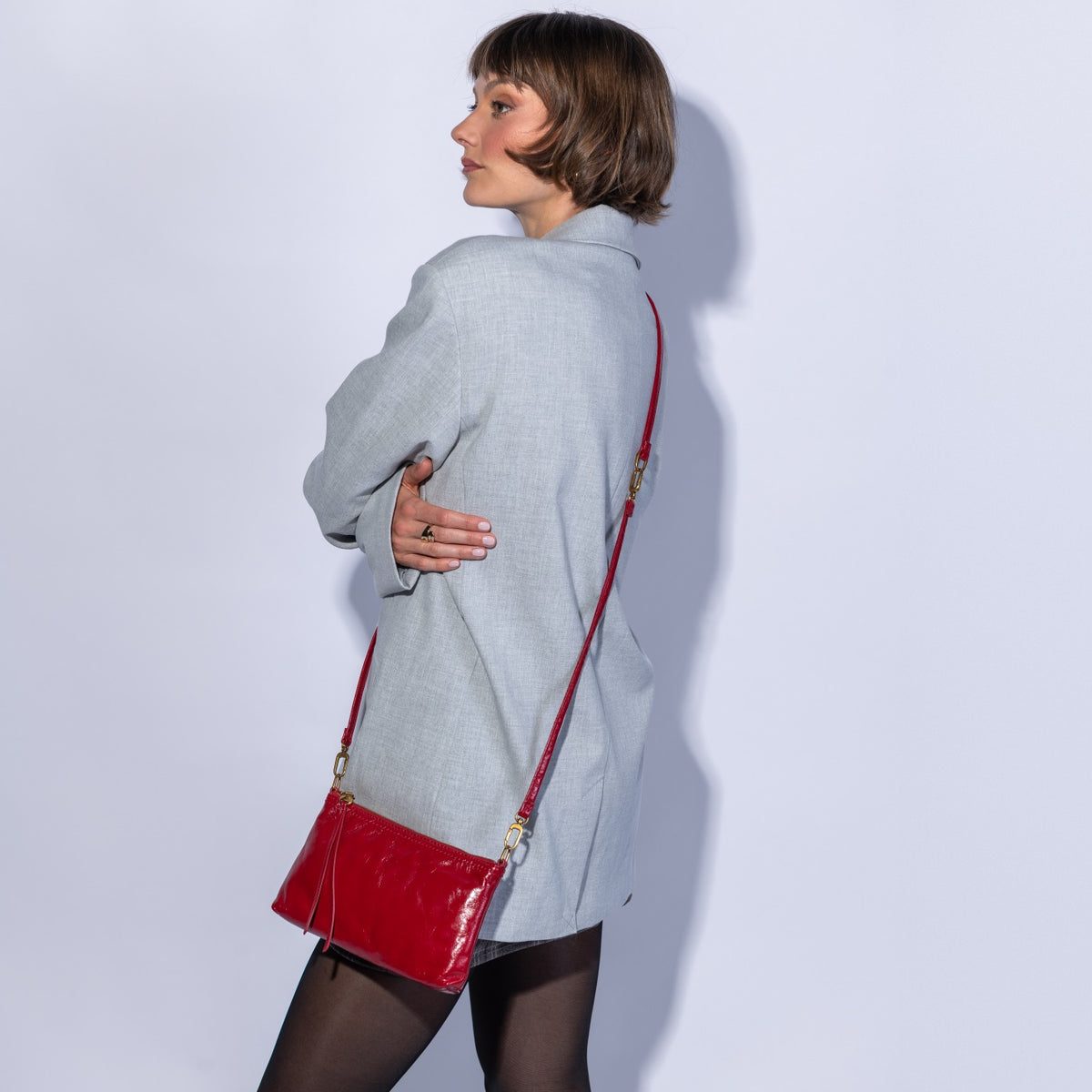 Darcy Crossbody In Polished Leather - True Red