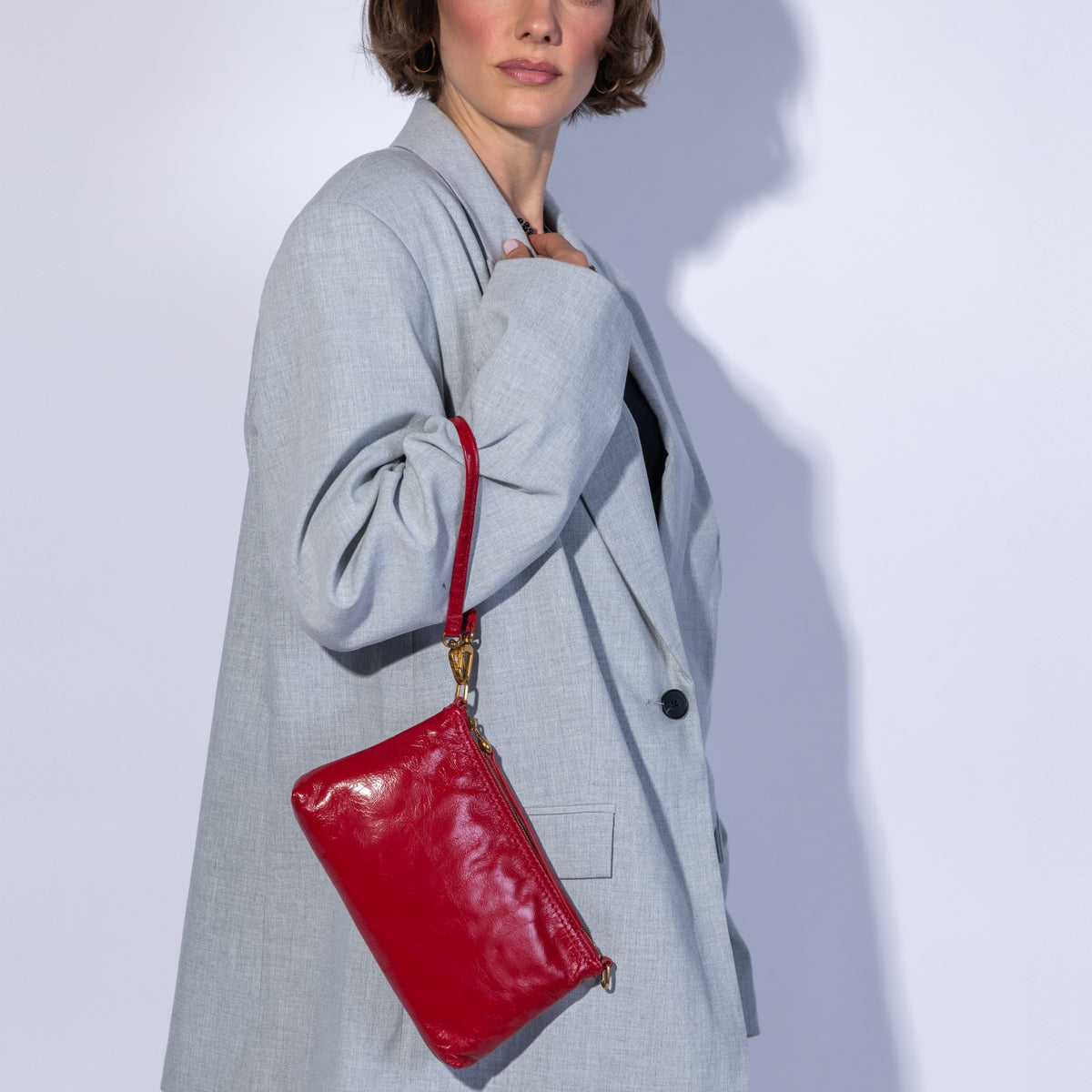 Darcy Crossbody In Polished Leather - True Red
