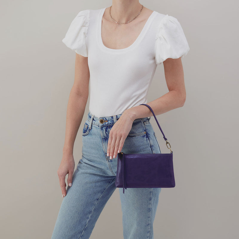 Darcy Crossbody in Polished Leather - Winter Violet