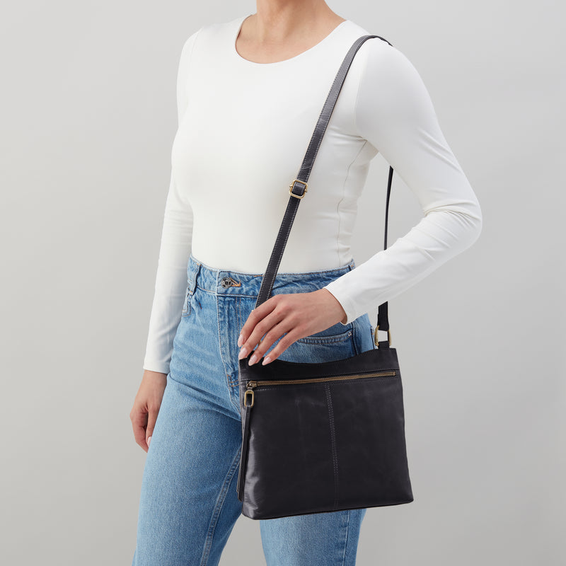 Cambel Crossbody In Polished Leather - Black
