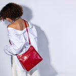 Cambel Crossbody In Polished Leather - True Red