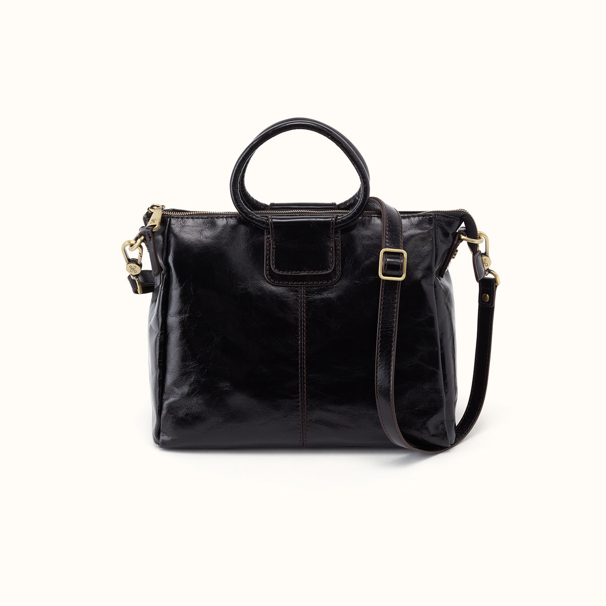 Sheila Medium Satchel In Polished Leather - Black
