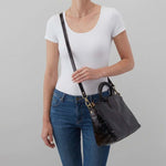 Sheila Medium Satchel In Polished Leather - Black