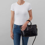 Sheila Medium Satchel In Polished Leather - Black