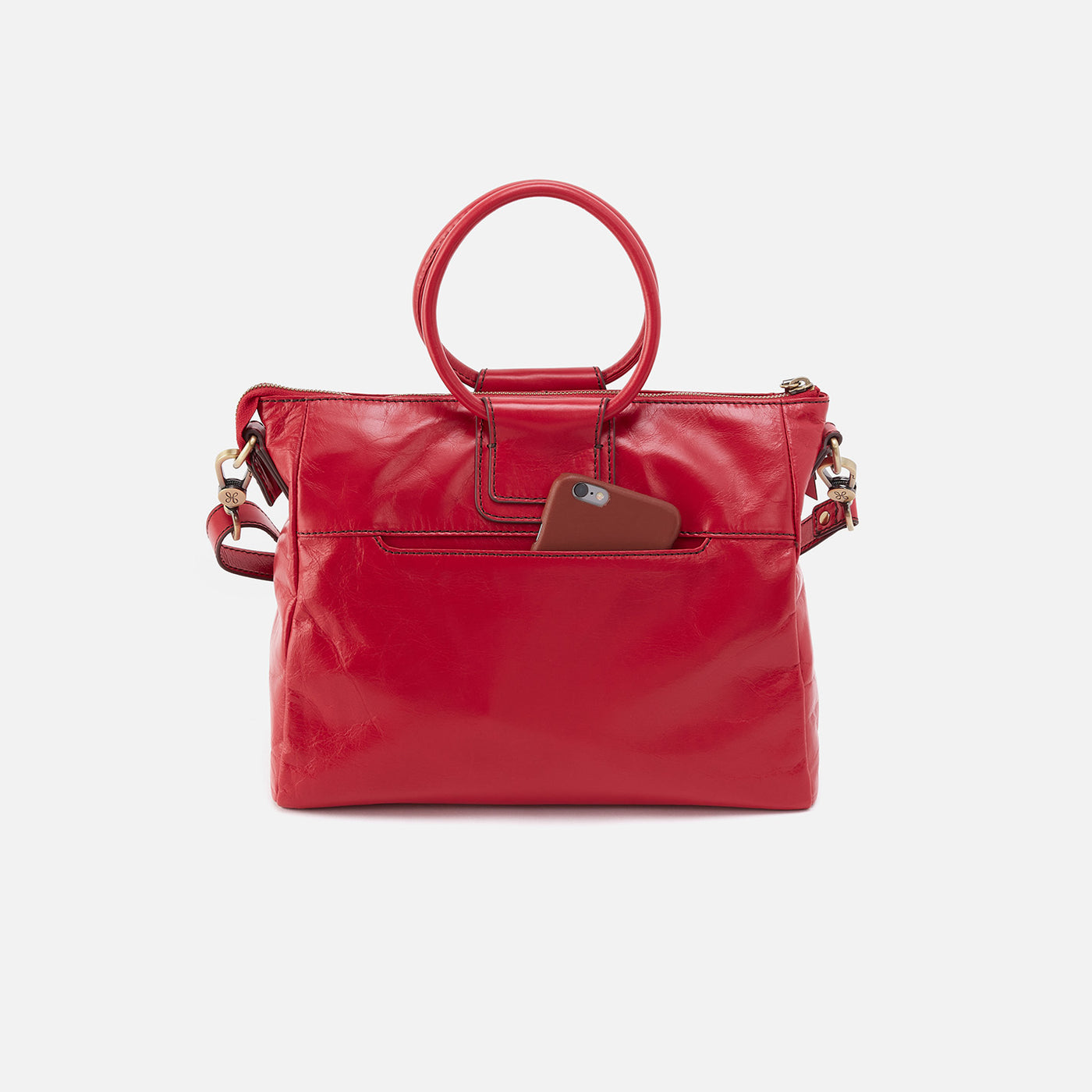 Sheila Medium Satchel In Polished Leather - Hibiscus