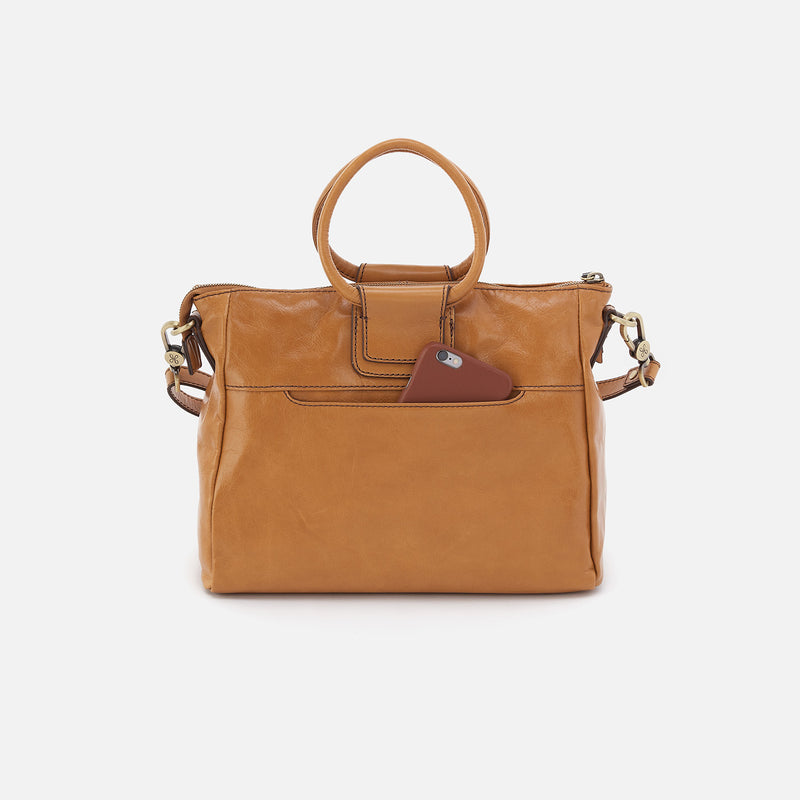 Sheila Medium Satchel in Polished Leather - Natural