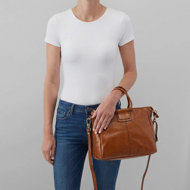 Sheila Medium Satchel In Polished Leather - Truffle