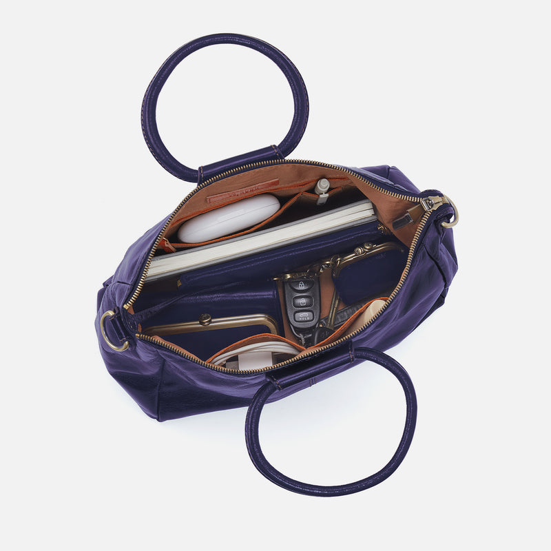 Sheila Medium Satchel in Polished Leather - Winter Violet