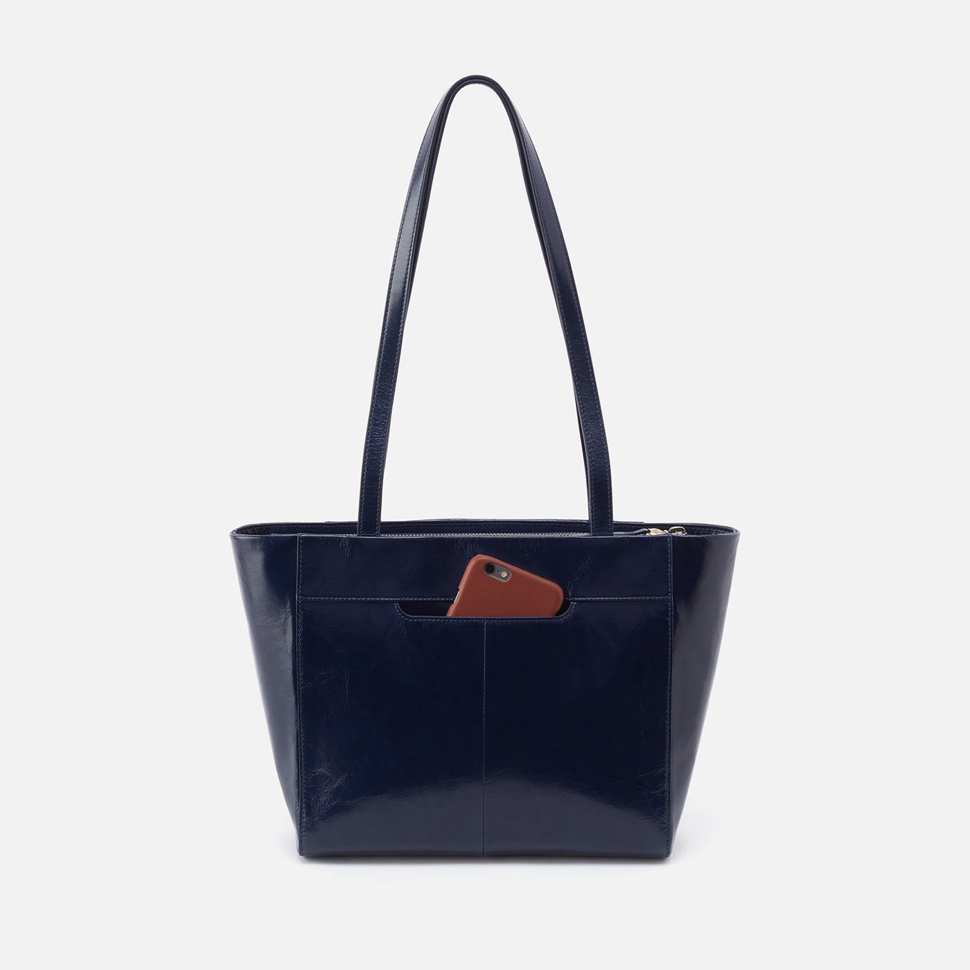 Haven Tote in Polished Leather - Nightshade