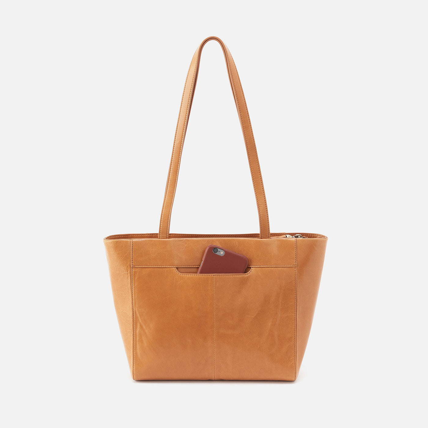 Haven Tote in Polished Leather - Natural