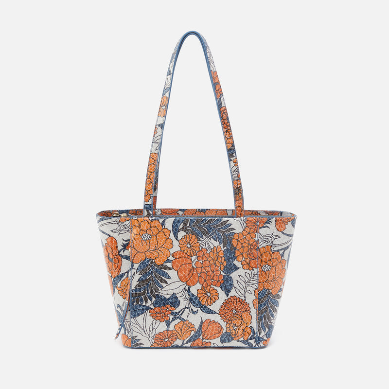 Haven Tote in Printed Leather - Orange Blossom