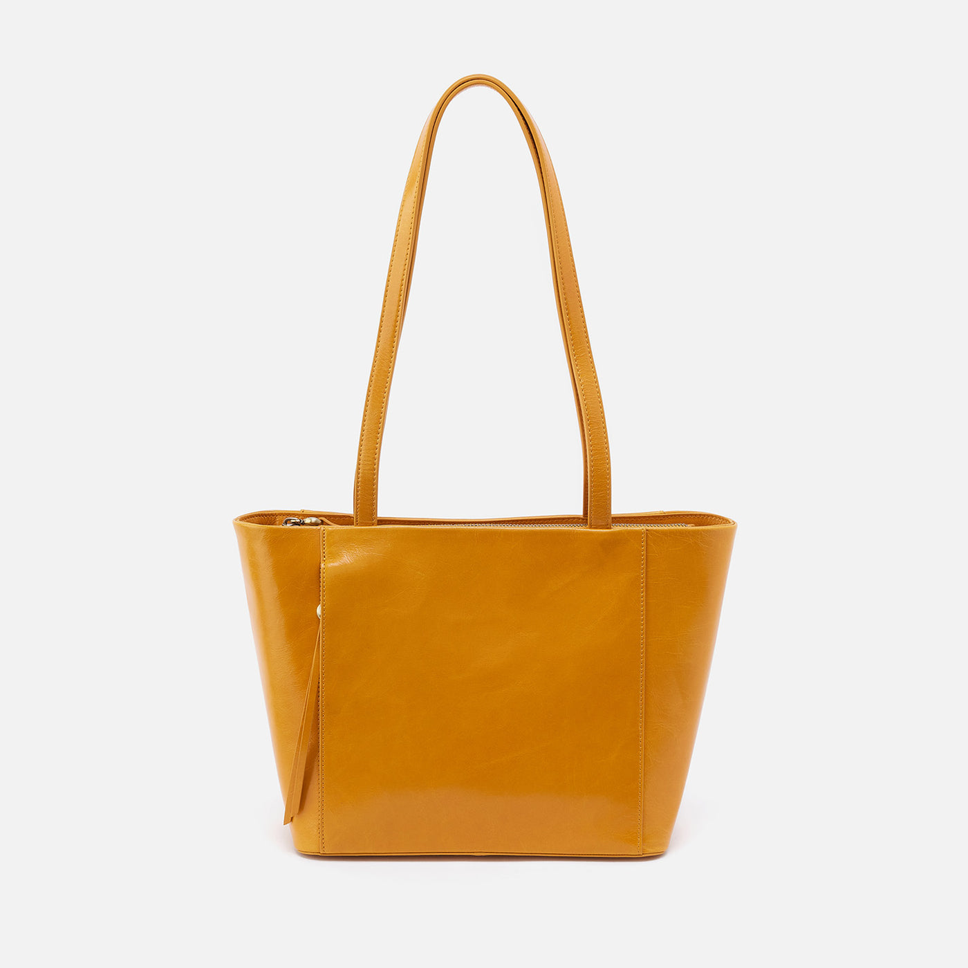 Haven Tote in Polished Leather - Warm Amber