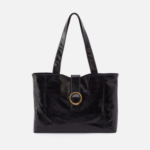 Sawyer Tote in Polished Leather - Black