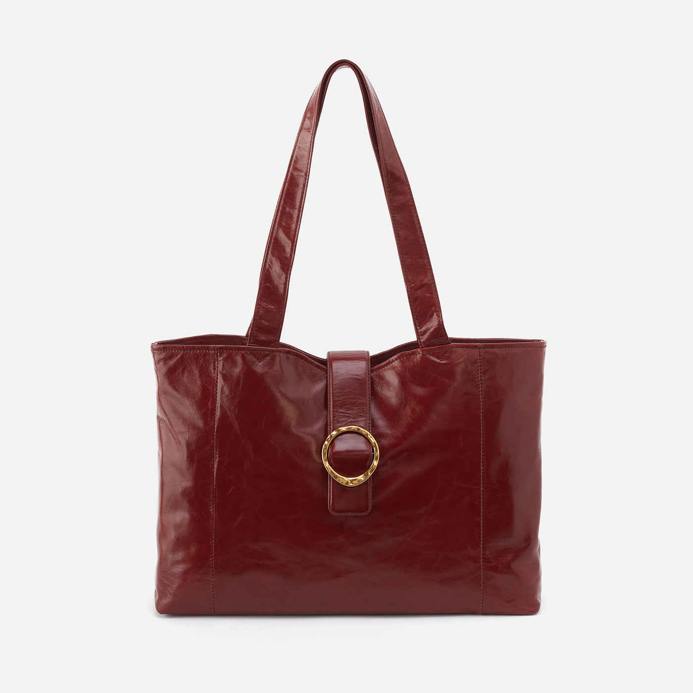 Sawyer Tote in Polished Leather - Henna