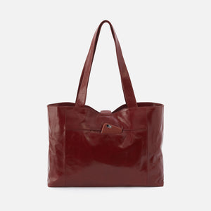 Sawyer Tote in Polished Leather - Henna