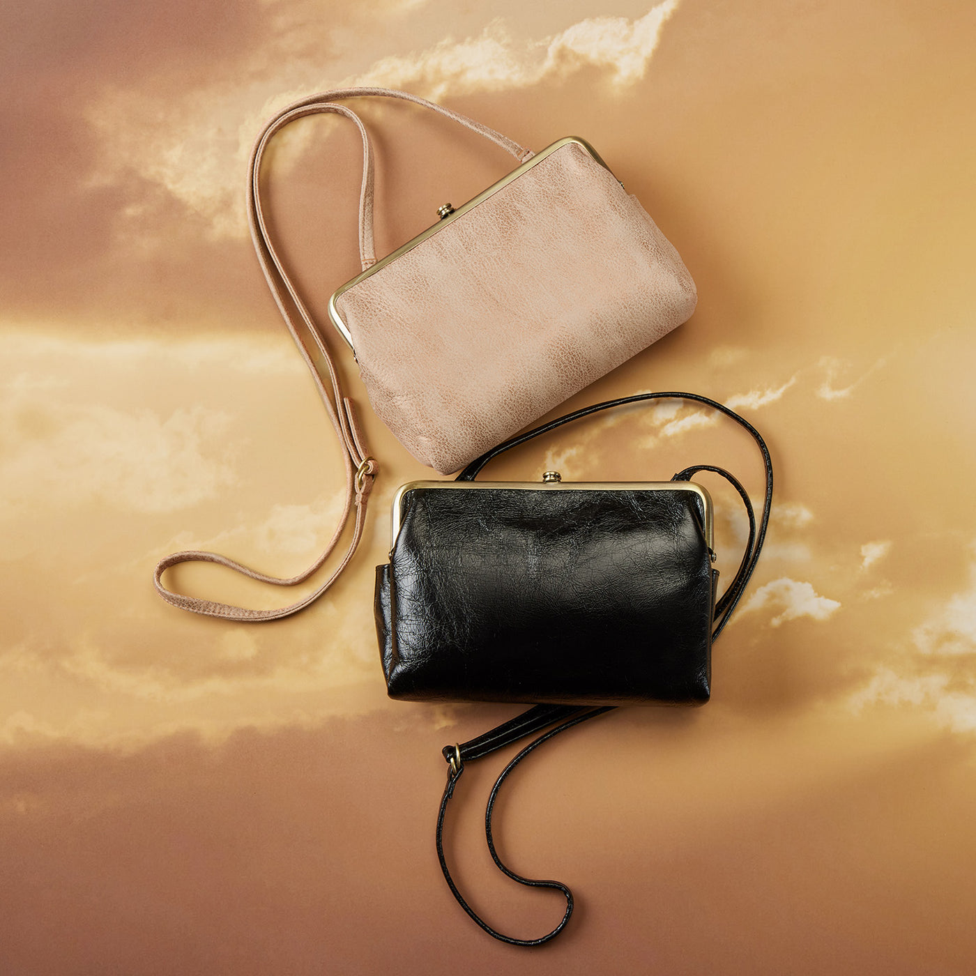 Lauren Crossbody in Polished Leather - Black