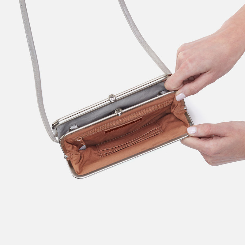 Lauren Crossbody in Polished Leather - Light Grey