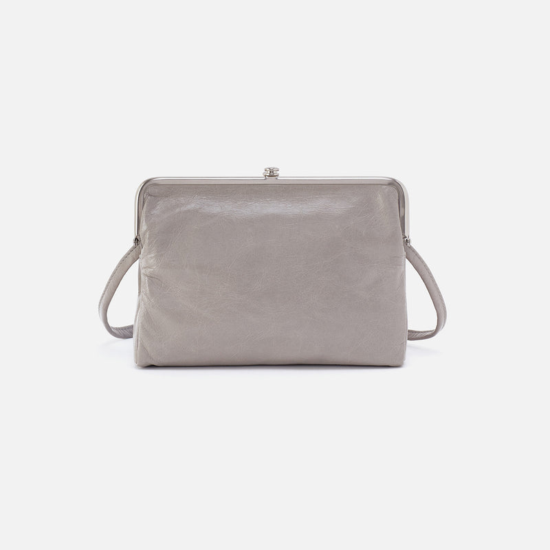 Lauren Crossbody in Polished Leather - Light Grey