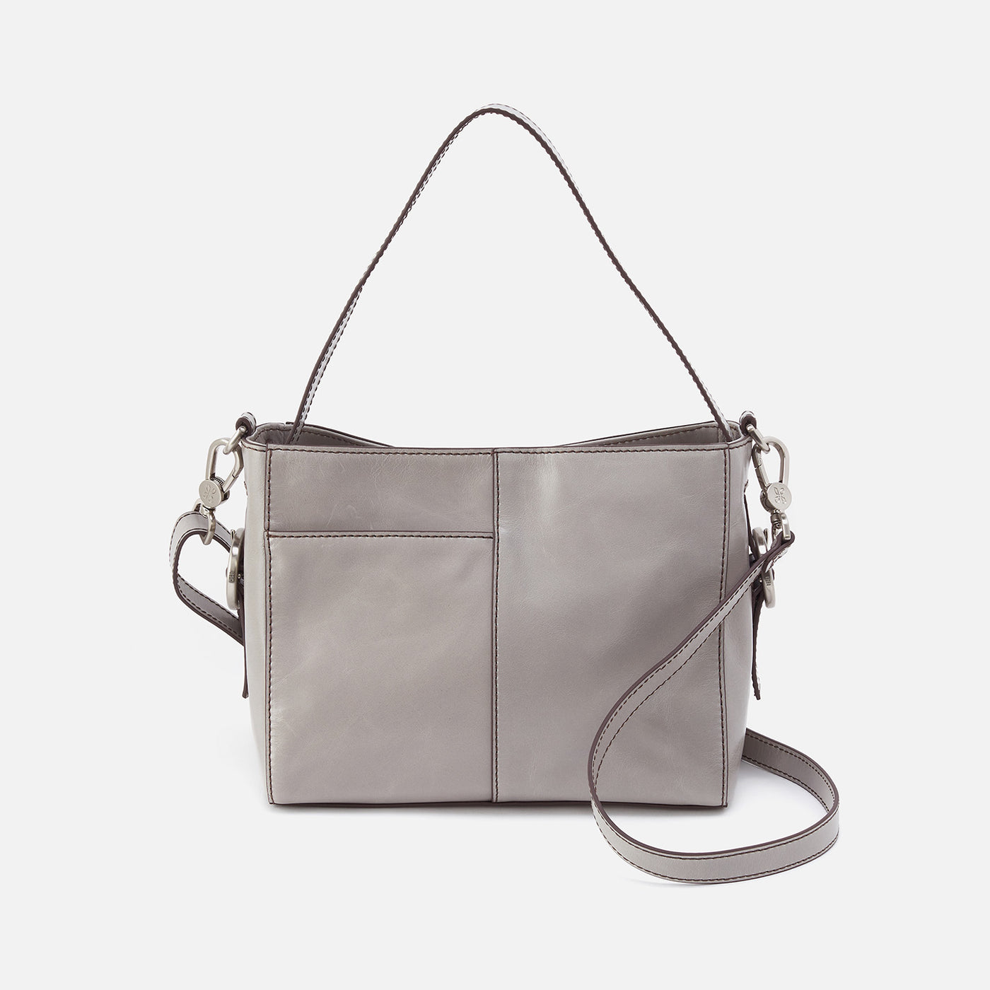 Render Small Crossbody in Polished Leather - Light Grey