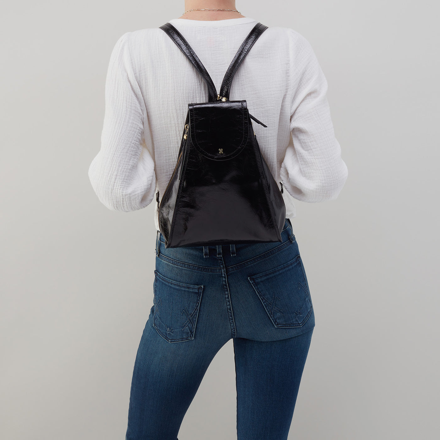 Betta Sling in Polished Leather - Black