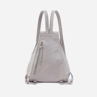 Betta Backpack in Polished Leather - Light Grey