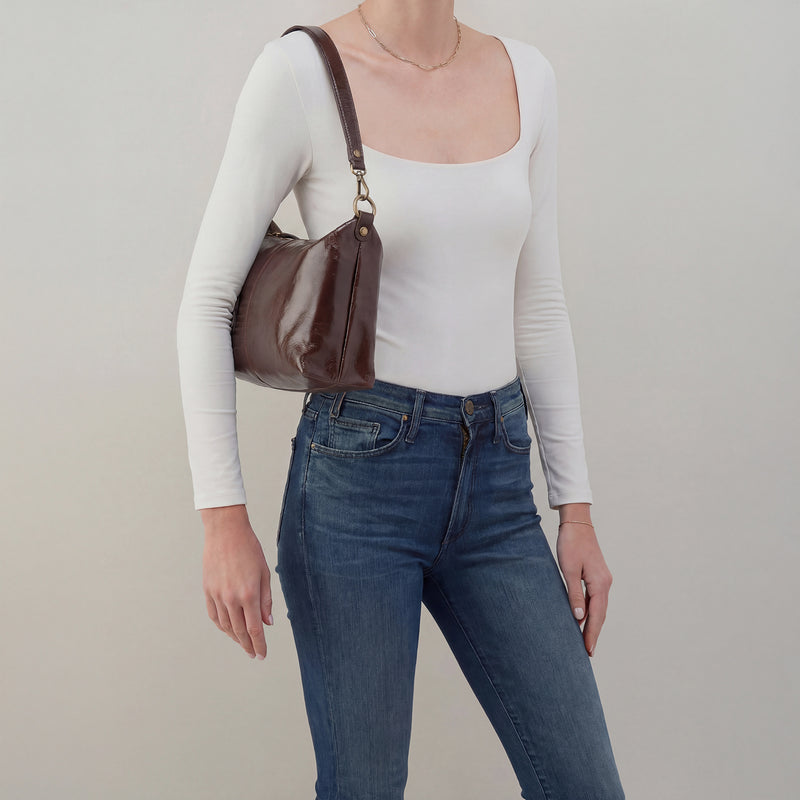 Avon Shoulder Bag in Polished Leather - Hearthstone