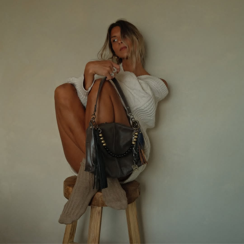 Avon Shoulder Bag in Polished Leather - Hearthstone