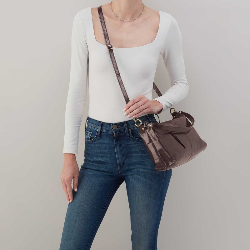 Avon Shoulder Bag in Polished Leather - Hearthstone