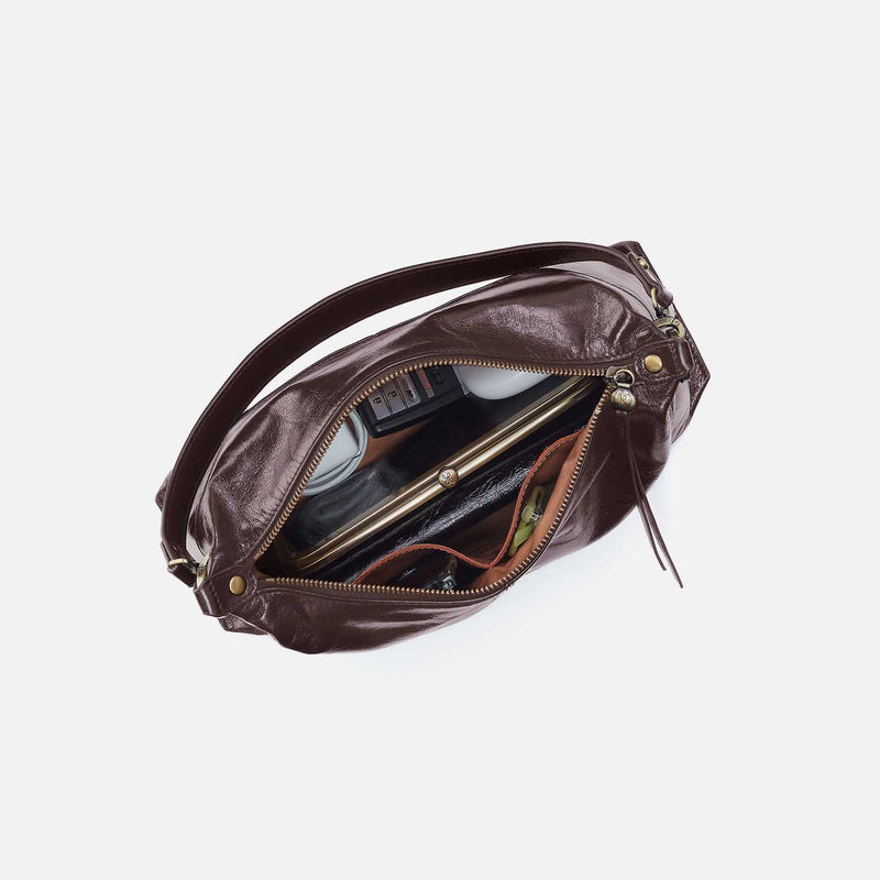 Avon Shoulder Bag in Polished Leather - Hearthstone