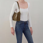 Avon Shoulder Bag In Polished Leather - Olive Veil