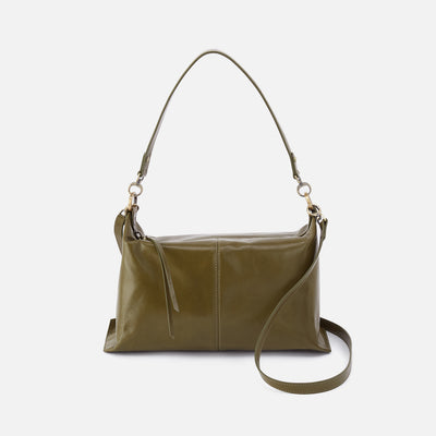Avon Shoulder Bag In Polished Leather - Olive Veil