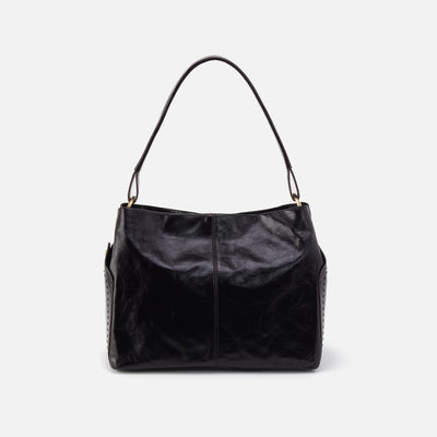 Seneca Shoulder Bag in Polished Leather - Black
