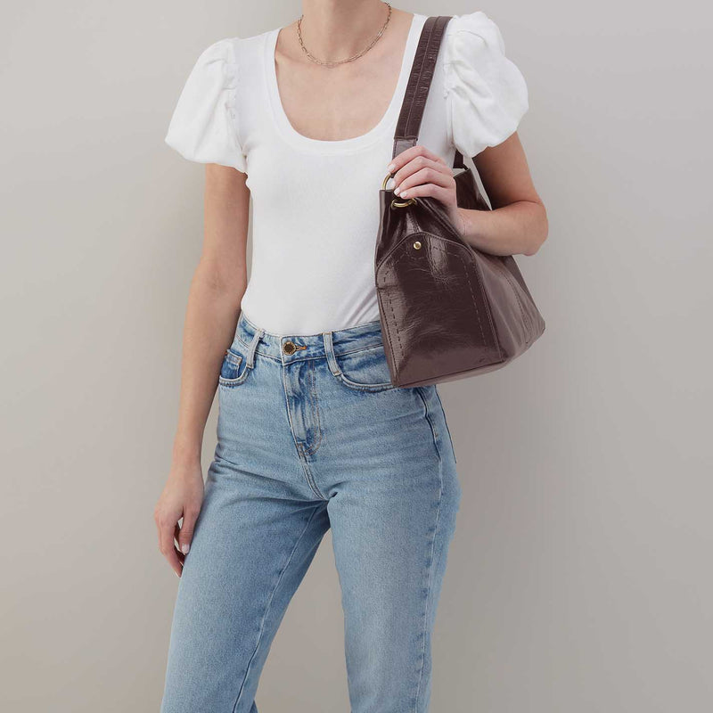 Seneca Shoulder Bag in Polished Leather - Hearthstone