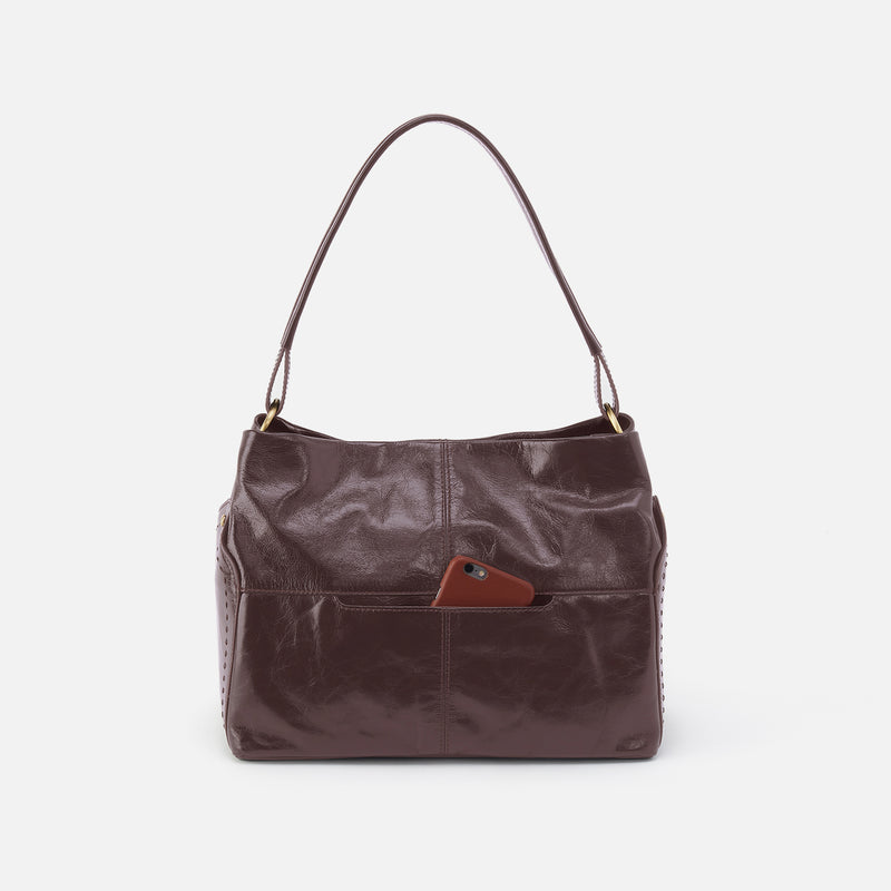 Seneca Shoulder Bag in Polished Leather - Hearthstone
