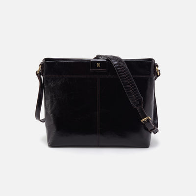 Romy Medium Crossbody in Polished Leather - Black
