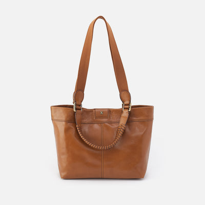 Romy Medium Tote in Polished Leather - Truffle