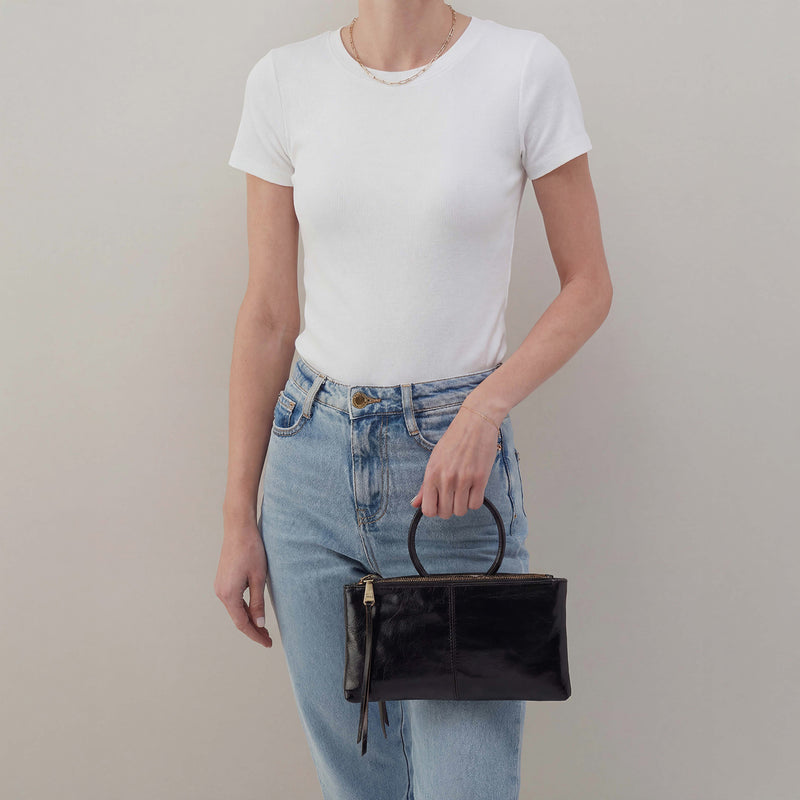 Sable Crossbody In Polished Leather - Black