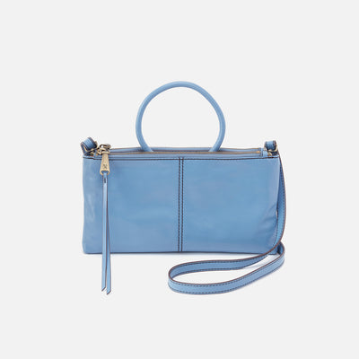 Sable Crossbody In Polished Leather - Faded Denim