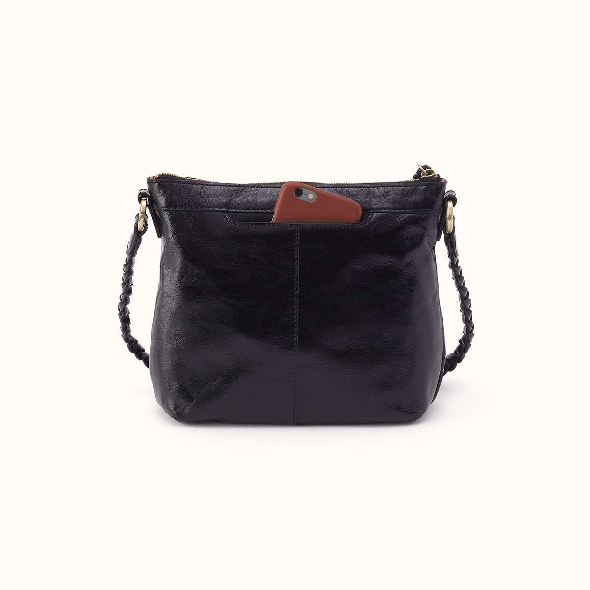 Lasso Medium Crossbody In Polished Leather - Black
