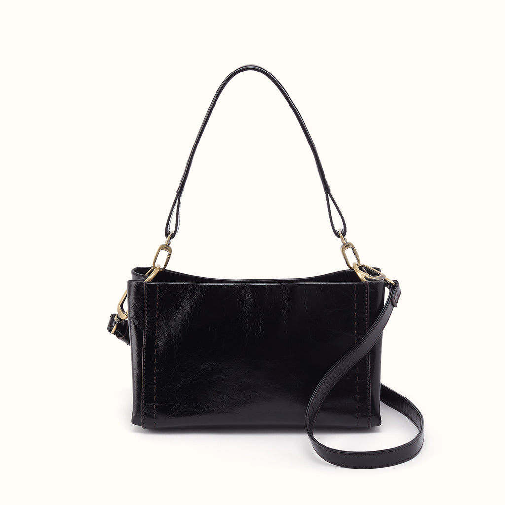 Seneca Shoulder Crossbody In Polished Leather - Black – HOBO
