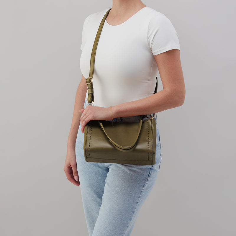 Seneca Shoulder Crossbody In Polished Leather - Olive Veil