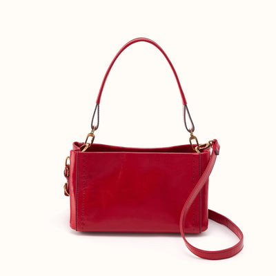 Seneca Shoulder Crossbody In Polished Leather - True Red