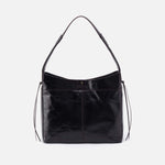 Romy Hobo in Polished Leather - Black