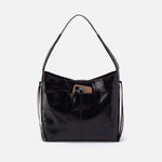 Romy Hobo in Polished Leather - Black