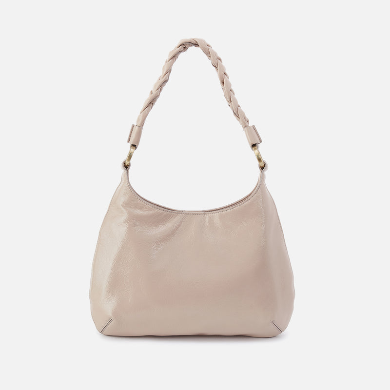 Madison Shoulder Bag In Gloss Leather - Stone Gloss