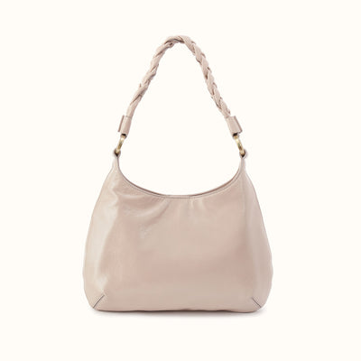 Madison Shoulder Bag In Gloss Leather - Stone Gloss