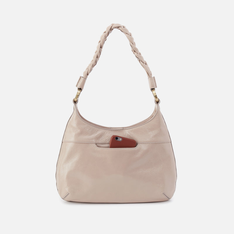 Madison Shoulder Bag In Gloss Leather - Stone Gloss