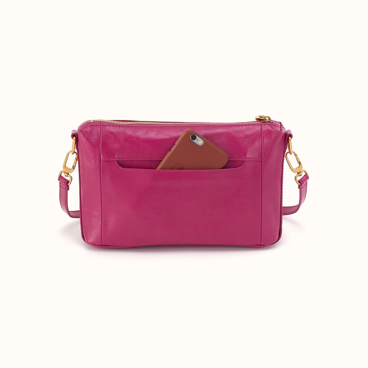 Darcy Carry-All Crossbody in Polished Leather - Cactus Flower