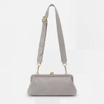 Alba Frame Small Shoulder Bag in Polished Leather - Light Grey