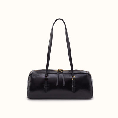 Scottie Satchel In Polished Leather - Black